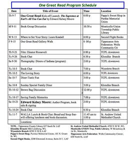 Schedule of events